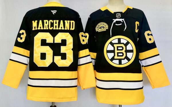 Men's Brad Marchand Jersey #63 Boston Bruins 100th Anniversary Black Stitched