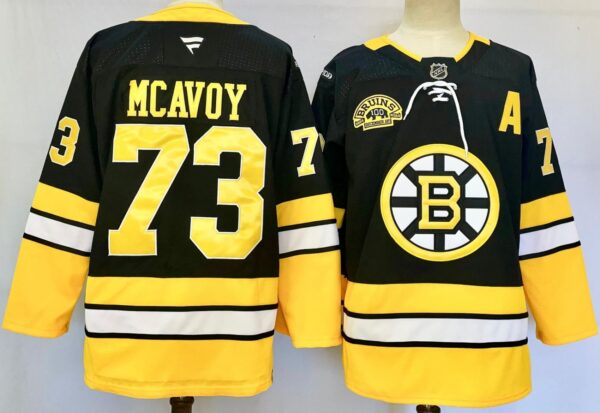 Men's Charlie McAvoy Jersey #73 Boston Bruins 100th Anniversary Black Stitched