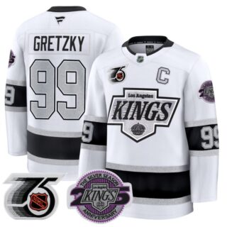 Men Wayne Gretzky Jersey #99 Los Angeles Kings 91-92 75th 25th Anniversary White