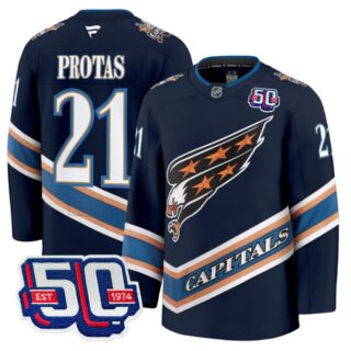 Men Aliaksei Protas Jersey #21 Washington Capitals Eagle 50th Anniversary Navy