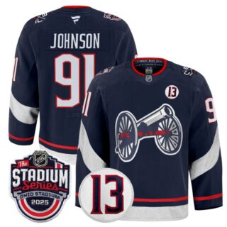Kent Johnson Jersey #91 Columbus Blue Jackets 2025 Stadium Series Navy