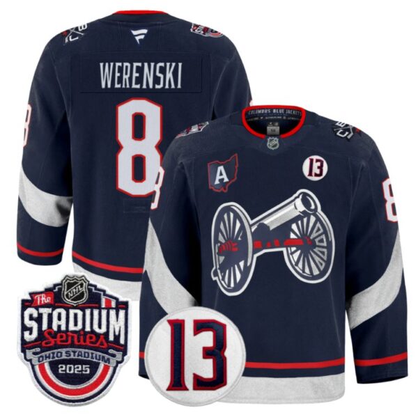 Zach Werenski Jersey #8 Columbus Blue Jackets 2025 Stadium Series Navy