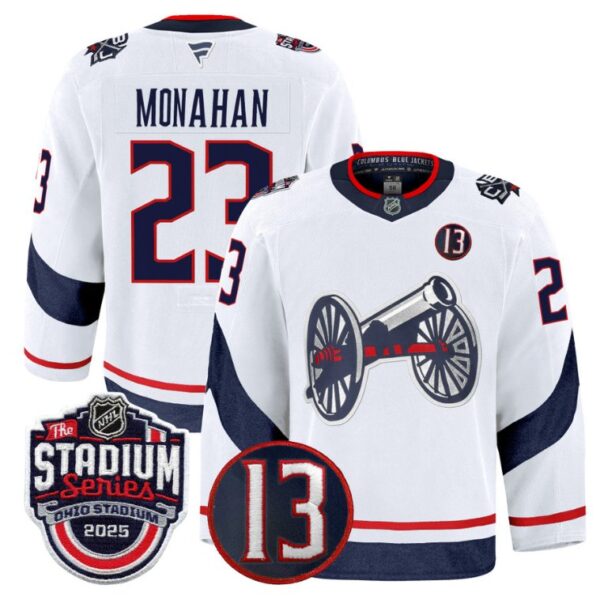Sean Monahan Jersey #23 Columbus Blue Jackets 2025 Stadium Series White