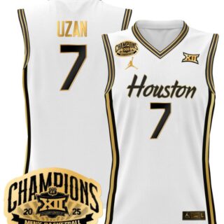 Milos Uzan Jersey #7 Houston Cougars 2025 Big 12 Champions White Gold