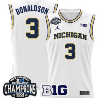 Tre Donaldson Jersey #3 Michigan Wolverines 2025 Big Ten Champions White