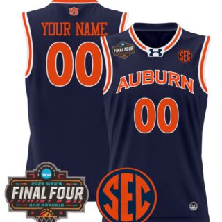 Custom Auburn Tigers Jersey 2025 Final Four Patch Basketball Stitched Navy