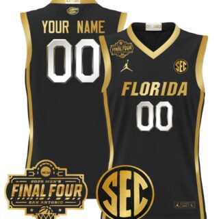 Custom Florida Gators Jersey 2025 Final Four Patch Basketball Stitched Black Gold