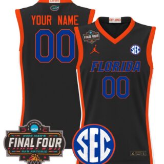 Custom Florida Gators Jersey 2025 Final Four Patch Basketball Stitched Black