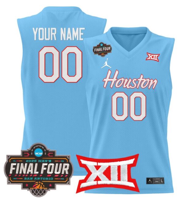 Custom Houston Cougars Jersey 2025 Final Four Patch Basketball Stitched Blue