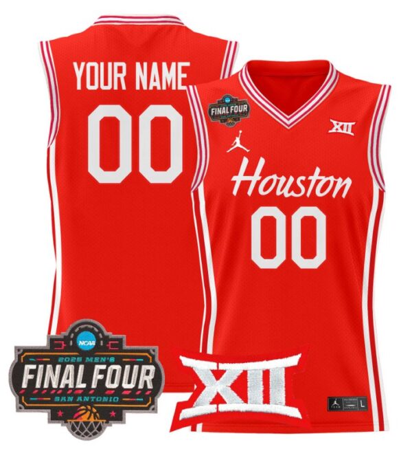 Custom Houston Cougars Jersey 2025 Final Four Patch Basketball Stitched Red