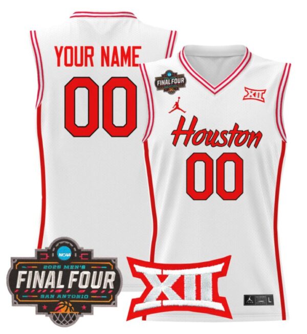 Custom Houston Cougars Jersey 2025 Final Four Patch Basketball Stitched White