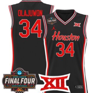Hakeem Olajuwon Jersey #34 Houston Cougars 2025 Final Four Patch Stitched Black