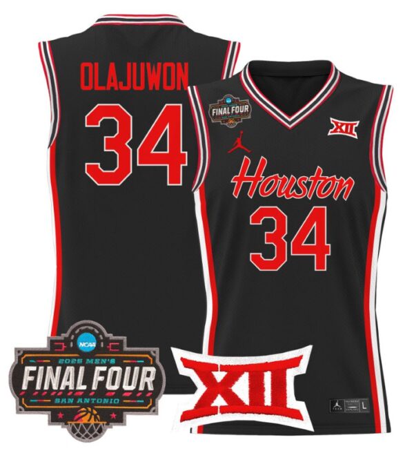 Hakeem Olajuwon Jersey #34 Houston Cougars 2025 Final Four Patch Stitched Black