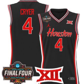 L.J. Cryer Jersey #4 Houston Cougars 2025 Final Four Patch Stitched Black