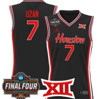 Milos Uzan Jersey #7 Houston Cougars 2025 Final Four Patch Stitched Black