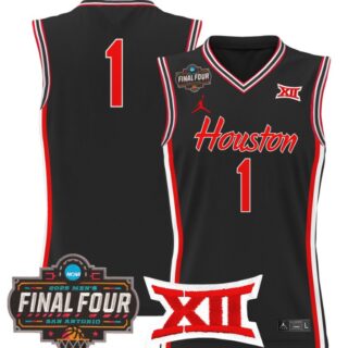 Team Jersey #1 Houston Cougars 2025 Final Four Patch Stitched Black