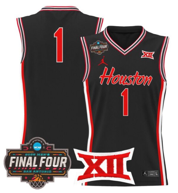 Team Jersey #1 Houston Cougars 2025 Final Four Patch Stitched Black