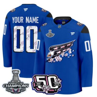 Custom Washington Capitals Jersey 50th Anniversary & 2018 Stanley Cup Champions Patch Royal