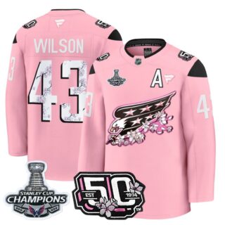 Tom Wilson Jersey #43 Washington Capitals 50th 2018 Stanley Cup Champions Patch Cherry Blossom