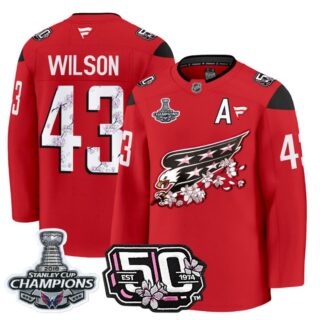 Tom Wilson Jersey #43 Washington Capitals 50th 2018 Stanley Cup Champions Patch Red