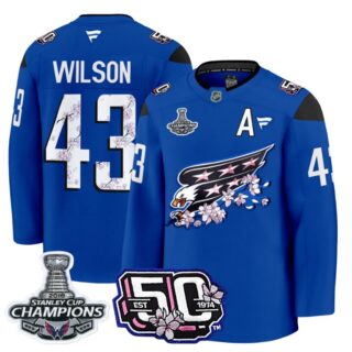 Tom Wilson Jersey #43 Washington Capitals 50th 2018 Stanley Cup Champions Patch Royal