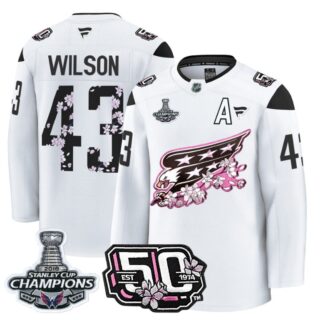 Tom Wilson Jersey #43 Washington Capitals 50th 2018 Stanley Cup Champions Patch White