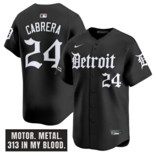 Miguel Cabrera Jersey #24 Detroit Tigers Motor Gothic Edition Vapor Limited Stitched Black