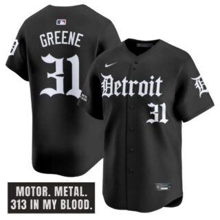 Riley Greene Jersey #31 Detroit Tigers Motor Gothic Edition Vapor Premier Limited Stitched Black