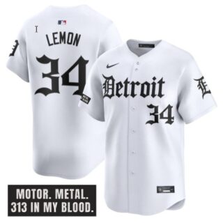 Chet Lemon Jersey #34 Detroit Tigers Motor Gothic Edition Vapor Limited Stitched White