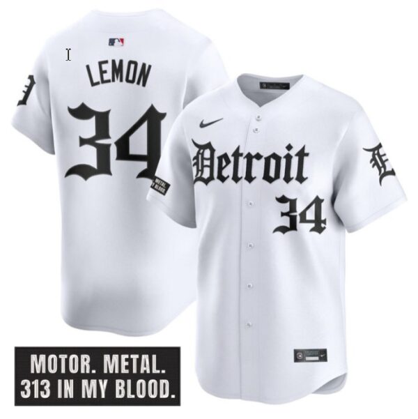 Chet Lemon Jersey #34 Detroit Tigers Motor Gothic Edition Vapor Limited Stitched White