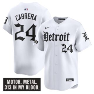 Miguel Cabrera Jersey #24 Detroit Tigers Motor Gothic Edition Vapor Limited Stitched White