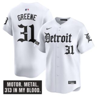 Riley Greene Jersey #31 Detroit Tigers Motor Gothic Edition Vapor Premier Limited Stitched White