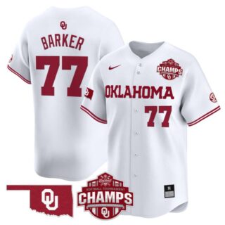 Sydney Barker Jersey #77 Oklahoma Sooners 2025 SEC Champions Patch Limited Stitched White