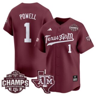 Kennedy Powell Jersey #1 Texas A&M Aggies 2025 SEC Champions Patch Limited Stitched Maroon