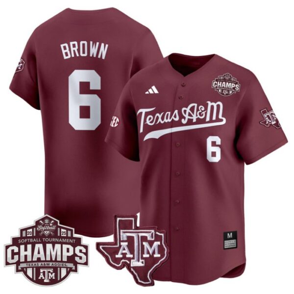 Taylor Brown Jersey #6 Texas A&M Aggies 2025 SEC Champions Patch Limited Stitched Maroon