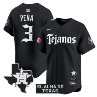 Jeremy Pena Jersey #3 Houston Astros Mexico Tejano Barrio Style Vapor Limited Stitched Black