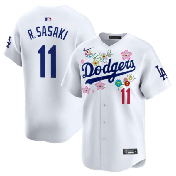 Roki Sasaki (Kanji) Jersey #11 Los Angeles Dodgers x Takashi Murakami 2025 Vapor Stitched White