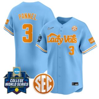 Taylor Pannel Jersey #3 Tennessee Volunteers Softball 2025 World Series Stitched Blue