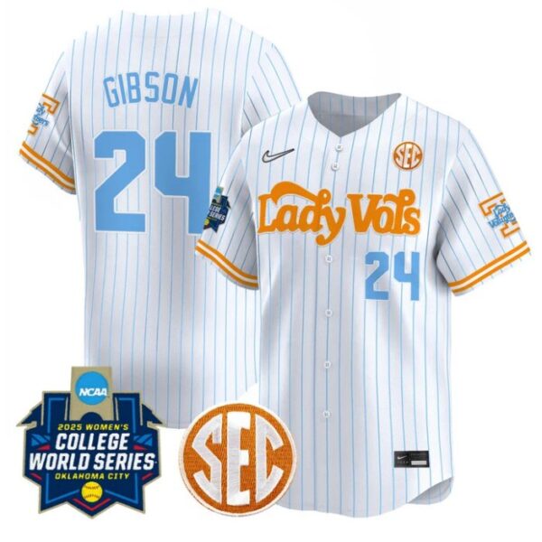 McKenna Gibson Jersey #24 Tennessee Volunteers Softball 2025 World Series Stitched Pinstripe
