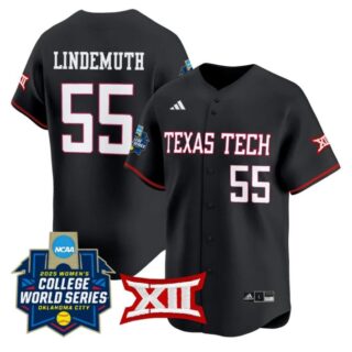 Bailey Lindemuth Jersey #55 Texas Tech Red Raiders Softball 2025 World Series Stitched Black
