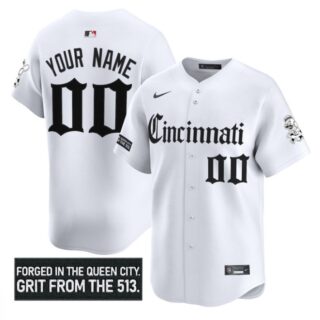 Custom Cincinnati Reds Jersey Gothic Queen City Edition Stitched White