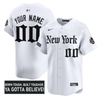 Custom New York Mets Jersey Gothic Borough Edition Stitched White
