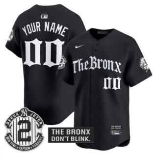 Custom New York Yankees Jersey The Bronx Gothic Ink Drop Edition Stitched Black