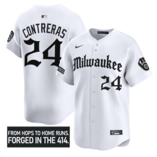 William Contreras Jersey #24 Milwaukee Brewers Gothic 414 Shadows Edition White
