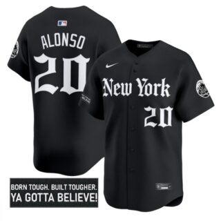 Pete Alonso Jersey #20 New York Mets Gothic Borough Edition Stitched Black