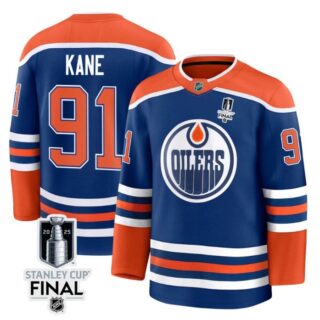 Evander Kane 91 Edmonton Oilers 2025 STANLEY CUP Final Patch Home Men Jersey Royal