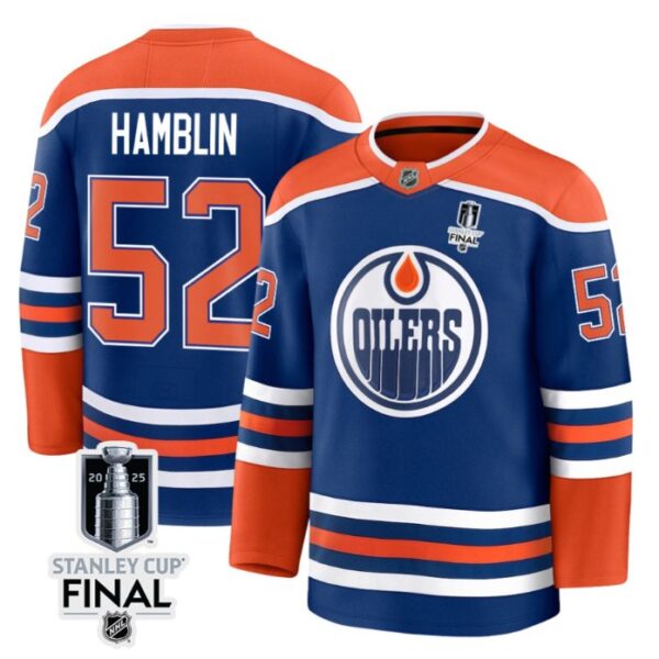 James Hamblin 52 Edmonton Oilers 2025 STANLEY CUP Final Patch Home Men Jersey Royal