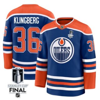 John Klingberg 36 Edmonton Oilers 2025 STANLEY CUP Final Patch Home Men Jersey Royal