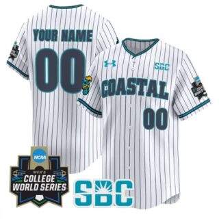 Custom Coastal Carolina Chanticleers Jersey 2025 World Series Stripe