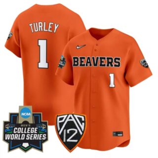Gavin Turley Jersey #1 Oregon State Beavers 2025 World Series Stitched Orange